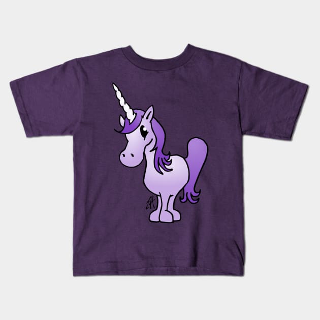 Purple unicorn Kids T-Shirt by Cardvibes